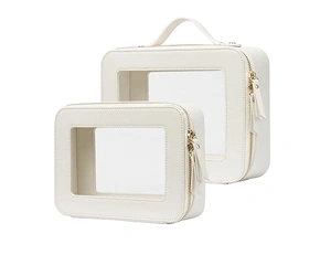 Transparent leather makeup case size