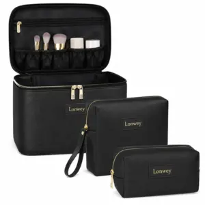 Black Professional PU Makeup Case Set