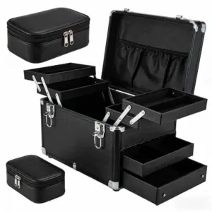 Black Professional Pu makeup case set