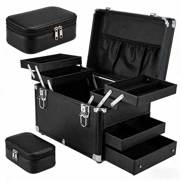 Black Professional Pu makeup case set