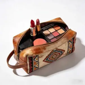 Bohemian leather makeup case