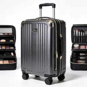 Compact Rolling Makeup Train Travel Case