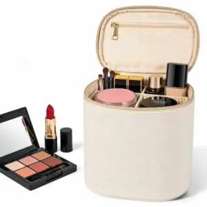 Cotton Zipper Closure Luxury Bucket Vanity Cases