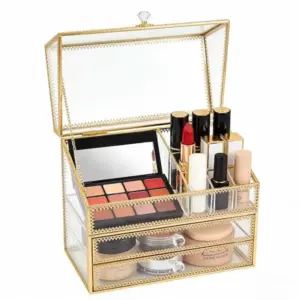 Gold acrylic makeup case