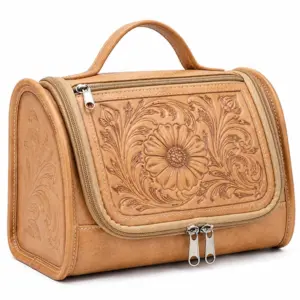 Hand-Tooled Leather Makeup Case