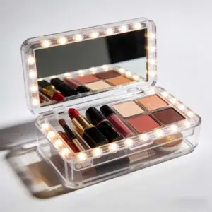 LED Light and Mirror plastic makeup box