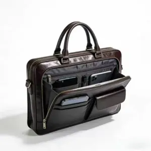 Leather Business Briefcase with Tech Organizer