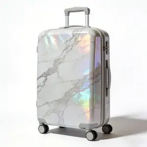 Marble Print holographic luggage
