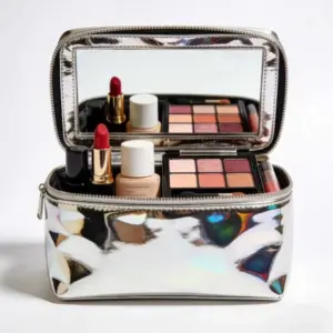 Mirror leather makeup case