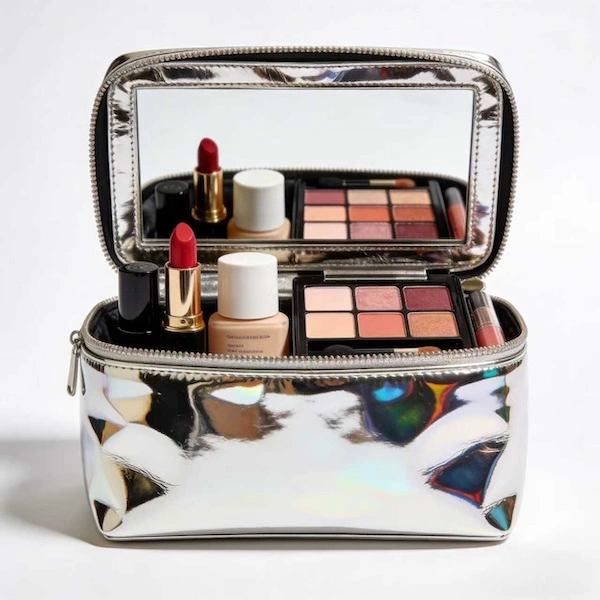 Mirror leather makeup case