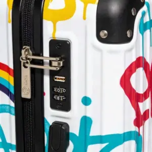 Modern Graffiti Style suitcase with a lock