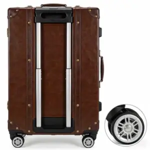 Retro PU Leather Rolling Spinner suitcase