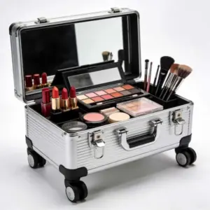 Rolling Lockable aluminum makeup case
