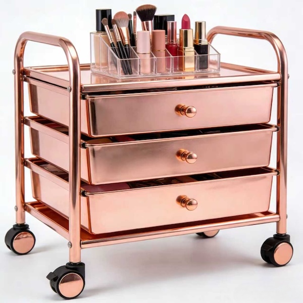 Rolling Makeup Organizer Rose Gold