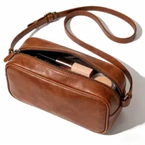 Shoulder Strap leather makeup case