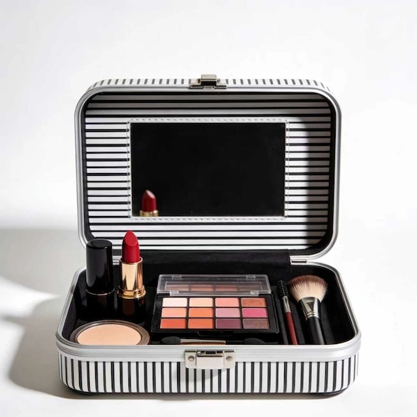 Striped Open hard makeup case