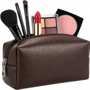 USB and Zipper Closure leather makeup case