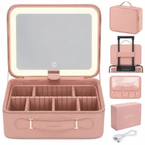 With Lights and Mirror Makeup Case Set