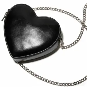 black heart shaped bag