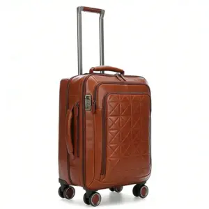 brown leather suitcase