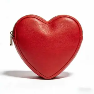 red heart shaped bag