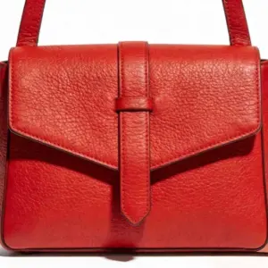 red leather bag