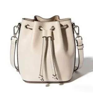 small leather bucket bag