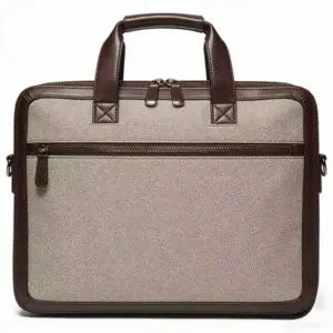 Premium Nylon Briefcase with Leather Accents