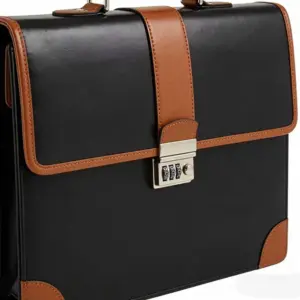 TSA Lock Leather Accent Briefcase