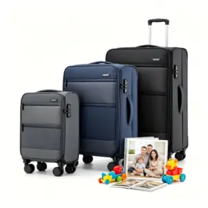 Family Soft-shell Checked Suitcase